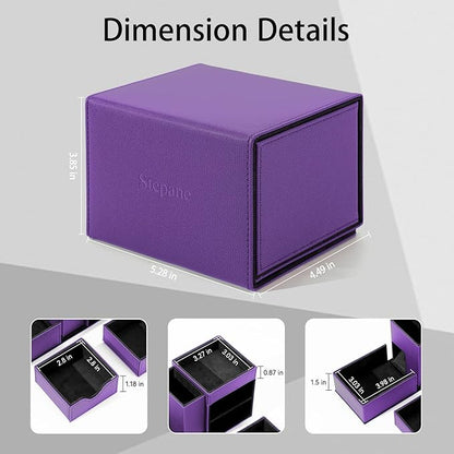 Dice Tower & Dice Tray Storage Box, 3 in 1 Dice Holder Case (Rolling Tower Storage Drawers, Dice Rolling Tray), Leather Magnetic Closure DND Accessories Gifts for RPG MTG, Violet/Black