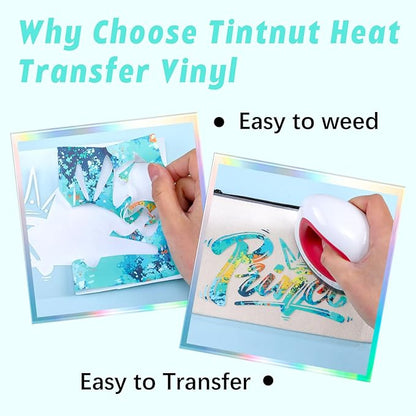 Tintnut Blue Splatter Heat Transfer Vinyl - 6 Sheets 10"x12" Watercolor HTV Patterned HTV Iron On Vinyl for T-Shirts Hats Clothes, Compatible with Cricut & Silhouette Cameo