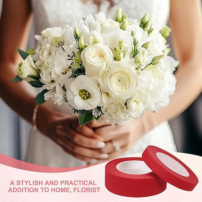 MECCANIXITY 12 Rolls Floral Tapes, 30 Yard x 1/16 in Florist Crepe Flowers Bouquets Tape Adhesive Waterproof for Flower Arranging Wrapping, Red