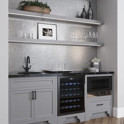Glass Penny Round 1.03 sq ft/Piece Pack of 1,Silver Penny Round Mosaic Glass Tile – 12.2 x 12.2 Inch - Luxurious Design for Bathroom Walls, Kitchen Backsplash, Shower Walls - Elegant Wall Décor
