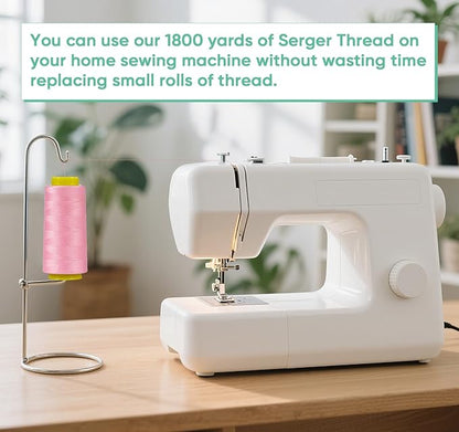 12 Pack Serger Thread Cones, 1800 Yards Each Spool Overlock Thread, PolyesterThread 40s/2 for Serger&Overlock, Quilting, Piecing, Sewing Machine