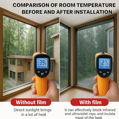 Rockrose Professional Window Tint for Home – One Way Privacy Window Film for Home Offices Heat Blocker Reflective Adhesive Mirror Tint with 99% UV Block – Black-Silver 36in x 100FT