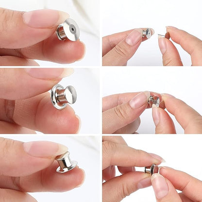100 Pieces Metal Pin Backs Locking Pin Keepers Locking Clasp