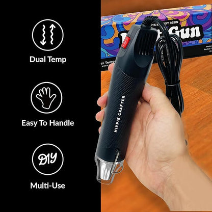 Craft Heat Gun for Crafts, 2-Speed 300W Mini Hot Air Torch Tool for Resin, Polymer Clay, Candle Making, Shrink Wrapping, Embossing, Epoxy Painting, Tumblers, and Bubble Busting in Art Projects