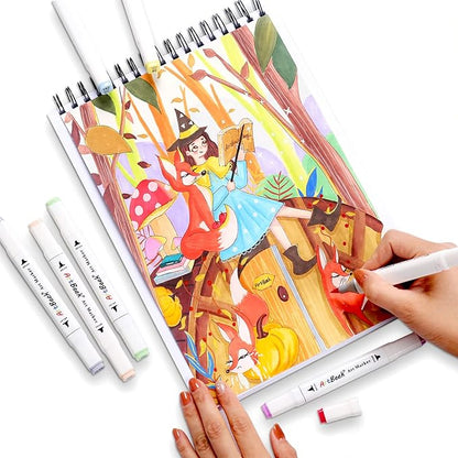 ArtBeek Marker Paper Pad, 9"x12" Alcohol Marker Paper, 60 Sheets (120lb/200gsm) Marker Sketchbook Bleedproof, Art Paper for Drawing and Painting, Sketching, Coloring, Lettering