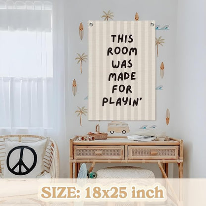 Playroom Decor Wall Banner,This Room Was Made For Playin,Playroom Sign Wall Hanging Banner Flag for Nursery,Playroom,Classroom, 18x25 Inch