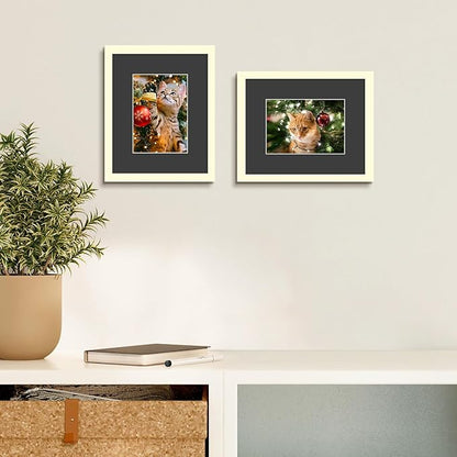 Mat Board Center, Pack of 25, 8x10 for 5x7 Black Mats - Acid Free, 4-ply Thickness, White Core - for Pictures, Photos, Framing