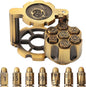 Bullet Dice, Revolver Bullet Metal Dice Set with Spinning Revolver Cylinder Container & Seven Polyhedron Dices for Sci-Fi, War, Crime Theme Tabletop Games