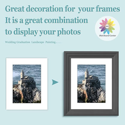 MBC Mat Board Center, 10 Pack 8x10 for 6x8 White Picture Mats Frame Mattes, Bevel Cut, Acid Free, 4-ply Thickness