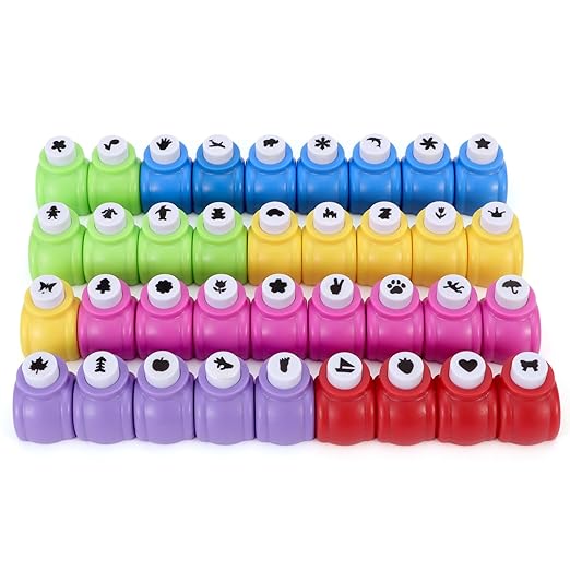 Craft Punches 36 Pack, Hole Punch Shapes 36 Patterns, Craft Hole Punch Shapes, Shape Paper Punch Set for DIY Crafting Scrapbooking Nail Art Craft Punchers Supplies
