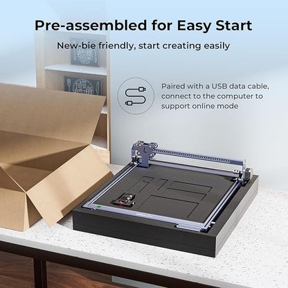 Creality Falcon 5W Laser Engraver Machine with Honeycomb Laser Bed 500x500, 10000mm/min, 72W High-Precision Laser Cutter for Wood, Acrylic, and Metal, Easy Setup and Out-of-The-Box
