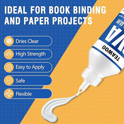 Book Repair & Binding Glue Kit – 8.5 Oz + 2×1.35 Oz Acid-Free PVA Adhesive – Neutral pH, Dries Clear & Flexible for Books, Crafts, Collages & Paper Art, Used for Bookbinding and Book Repair