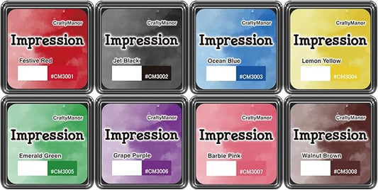 CraftyManor Mini Smudge Ink Pads for Stamps, Water Based Halo Dye Stamp Pad for Scrapbooking, DIY Craft Scrapbook Supplies for Adults (8 Colors)