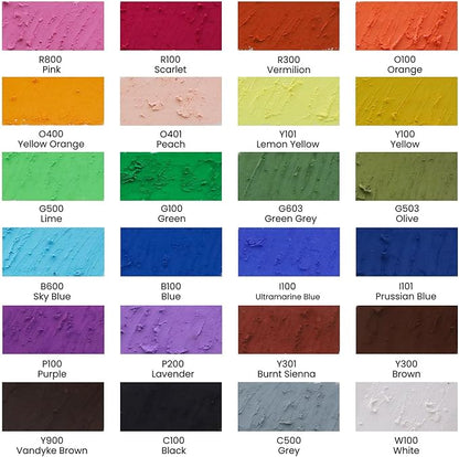 Soft Oil Pastels Set, 24 Vibrant Colors, Oil Pastel Crayons for Artists, Beginners, Teachers, Students, Great Blending and Layering for Art Supplies, Art Painting, Drawing (10 x 70 mm)
