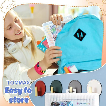 Tommax Acrylic Paint Marker Pens, 36 Colors Dual Tip Acrylic Marker Set for Rock Painting, Canvas, Glass, Fabric, DIY Crafts for Kids and Adults