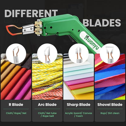 Huanyu Electric Hot Knife Rope Cutter Fabric Cutting Tool Kit 4 Blades Pro Fabric Cutting 600° C Heat Cutter 100W Heat Sealer for Sponge Cloth Board Webbing Continuous Working