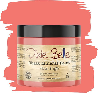 Dixie Belle Paint Company Chalk Finish Furniture Paint - Flamingo (16oz) - Matte Bright Coral Chic Chalk Mineral DIY Furniture Paint