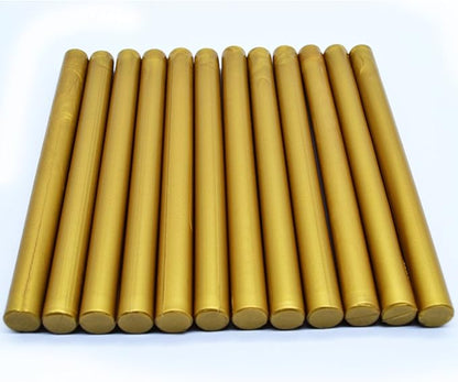 Brass Gold Glue Gun Sealing Wax Sticks - Pack of 12 - Making Wax Seals for Letter Thanks Card Envelope, Wedding or Event Party Invitation, Gift Wrapping