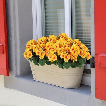 Hananona Artificial Geranium Flowers for Outdoors Geranium Silk Flowers Outdoor UV Resistant Garden Plants Faux Flowers for Home Kitchen Table Centerpieces Decor (12, Yellow)