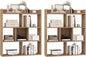 Giantex 7 Cubes Bookshelf, Free-Standing Wooden Bookcase, 4 Tier Home Display Shelf, Horizontal Storage Unit w/Anti-Toppling Devices, Open-Back Display Rack for Study, Living Room (2, Natural)