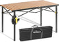Large 46.4" Camping Table for 2-6 People - 220lbs Capacity Heavy Duty Foldable Outdoor Table with Aluminum Roll-Up Top & Carry Bag, Portable Picnic Desk for BBQ, Tailgating, Backyard (Natural)