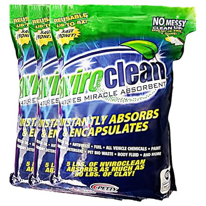 5 LB (Pack of 3) - Absorbs up to 180 LBS! Spill Absorbent & Encapsulant for Oil, Paint, Pet Waste, Chemicals and More.