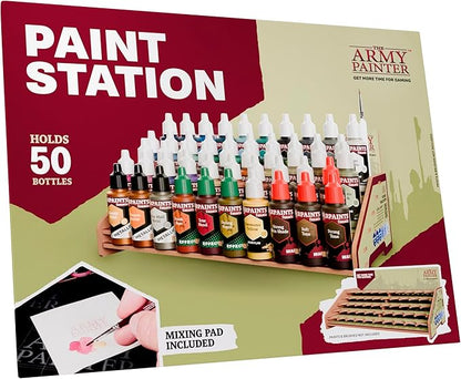 The Army Painter, Paint Station, Storage for 50 Warpaints Fanatic, Speedpaint & Warpaints Air Acrylic Paints, incl. Storage for Brushes and 100 sheets - Rack for Miniature Painting