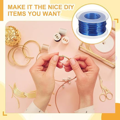 uxcell 18 Gauge / 1mm Anodized Aluminum Wire for Jewelry Craft Making, 102 Feet Bendable Flexible Wire for DIY Home Decor Gardening Sculpture, Dark Blue