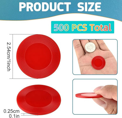 Coopay 500 Pieces Plastic Poker Chips, 1 Inch Bingo Chips Bulk Learning Counters Disks Poker Card Game, Counting Markers for Math Practice, Game Tokens and Teaching Rewards, 25 mm (Red)