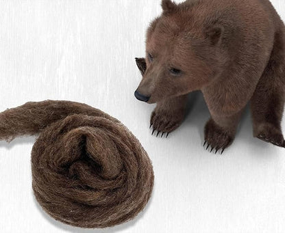 Revolution Fibers Carded Corriedale Wool Sliver - Furry Friends | 100% Natural 29 Micron Bulky Wool | Perfect for 3D Needle Felting, and Wet Felting (Bear Brown)