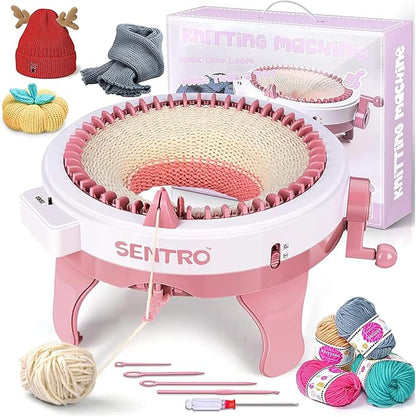 BZVV Knitting Machine for SENTRO 48 Needles Smart Knitting Crochet Machine with Row Counter for Adults and Beginners, Knitting Board Rotating Double Loom, Weaving Loom Machine Kit New Year Gifts
