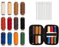WUTA Leather Waxed Thread Round Polyester Sewing Threads with 12 Pcs Needles and Storage Bag Leather Craft Hand Stitching Line DIY Bracelet Thread Repair Work Cord (0.45mm
