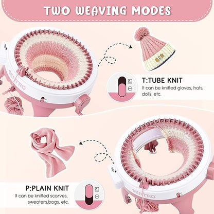 BZVV Knitting Machine for SENTRO 48 Needles Smart Knitting Crochet Machine with Row Counter for Adults and Beginners, Knitting Board Rotating Double Loom, Weaving Loom Machine Kit New Year Gifts