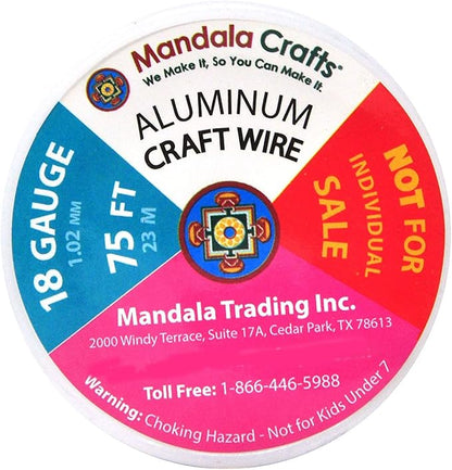 Mandala Crafts 18 Gauge Anodized Aluminum Craft Wire for Jewelry Making - 450 FT Colored Flexible Silver Combo Wire - Bendable for Bonsai Armature Crafting Sculpting