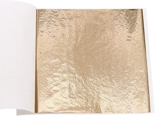 Imitation Gold Leaf Sheets - KINNO Champagne Gold Foil Multipurpose for Home, Wall, Frame, Ceiling, Furniture Decoration, 100 Sheets 3.15 by 3.35 Inches