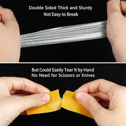 Double Sided Tape Heavy Duty Strong Wall Adhesive with Fiberglass Mesh, Super Sticky Insistent Clear Tape, Easy Use Mounting Tape 1.4inX33FT
