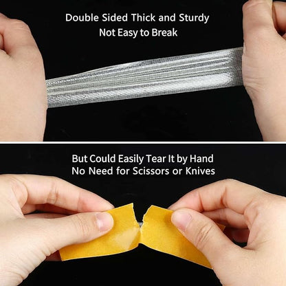 2 Pack Double Sided Tape Heavy Duty Strong Wall Adhesive with Fiberglass Mesh, Super Sticky Insistent Clear Tape, Easy Use Mounting Tape 1.4inX33FT