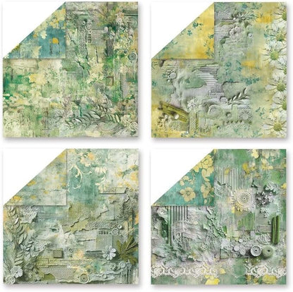 Green Lace Scrapbook Paper Vintage Flower Pattern Papers Pad 12×12,24 Sheets Double-Sided Bobo Floral Scrapbooking CardStock Paper Pad for Holiday Cardmaking DIY Origami Papers.