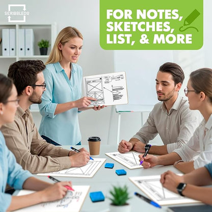 Scribbledo 6 Pack Small White Board Dry Erase Boards Classroom Pack Mini White Boards 9" x12” Personal Whiteboards for Students Teachers School Supplies Lapboards l 6 Mini Whiteboard Erasers Included
