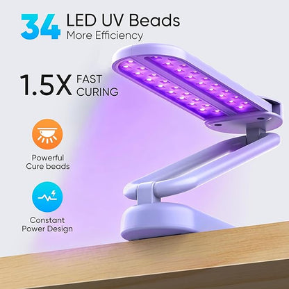 PPESULK Cordless UV Light for Resin Curing, 3000mAh Rechargeable Fast UV Light with 34 Beads and LCD Timer Display, Portable UV Resin Curing Machine for Resin Molds, Jewelry Making, DIY Crafts