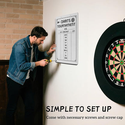 Dart Scoreboard-Dry Erase Scoreboard for Cricket and 01 Games, Dart Board Accessories with 2 Dry Erase Makers(15.3 x 9.8 inches)