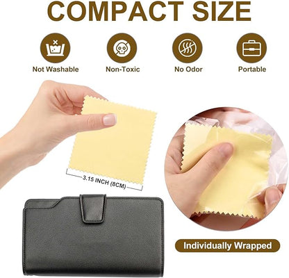 SEVENWELL 50pcs Jewelry Cleaning Cloth Yellow Polishing Cloth for Sterling Silver Gold Platinum Small Silver Polish 8x8cm