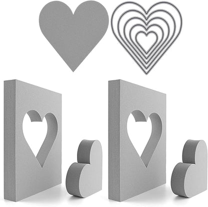 BAOFALI 15 Pcs Large Stamping Foam Grey Moldable Heart Foam Stamps Plastic Dry Foam Stamp Pad Cut and Dry Foam Stamping Foam Block for Sculpture, Modeling, DIY Arts and Handicrafts Projects