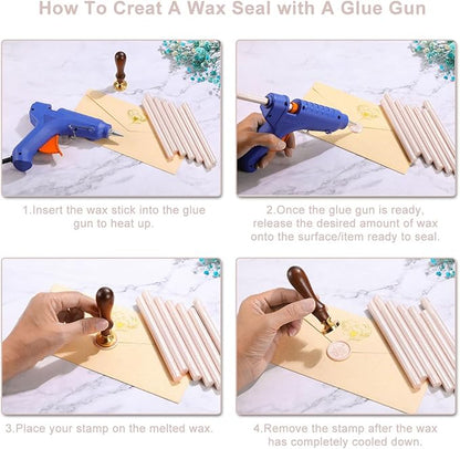 Yoption 15 Pieces Champagne Glue Gun Sealing Wax Sticks for Wax Seal Stamp, Great for Wedding Invitations, Envelopes, Cards, Christmas Gift Ideas, Wine Packages