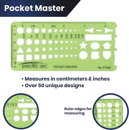 Pacific Arc Pocket Master Template Guide, Featuring Perfect Circles, Hexagons, Triangles, and Squares