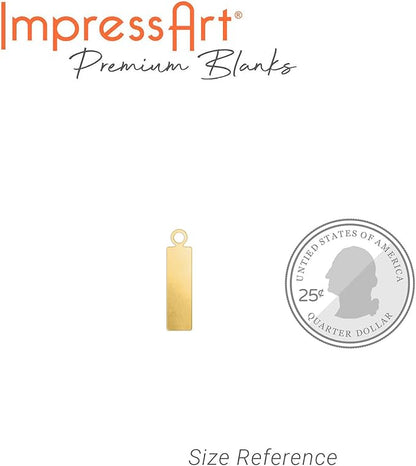 ImpressArt - Premium Metal Stamping Rectangle Blanks for Metal Stamping and Jewelry Making (24 Pack) (5/8" Rectangle Tag w/Ring, Brass)