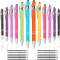 12 PCS 2 in 1 Stylus Ballpoint Pen with Stylus Tip, 1.0 mm Black Ink Metal Pen Stylus Pen for Touch Screens (Silver & Mix - 2)