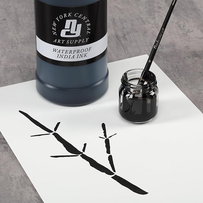 New York Central® India Ink 1oz Bottle - Make an Impact with Matte Black India Ink, Perfect for Artists, Calligraphy, Illustrations, & More