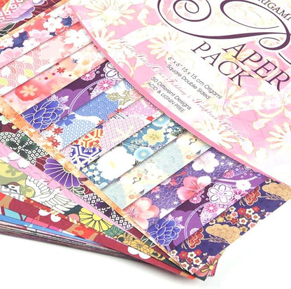 Origami Paper Kit 50 Sheets 70GSM 6 Inch Square Double Sided Color 50 Vivid Japanese Washi Chiyo Colors for Hand Crafts Origami Paper Arts Creativity.Japanese Sakuras