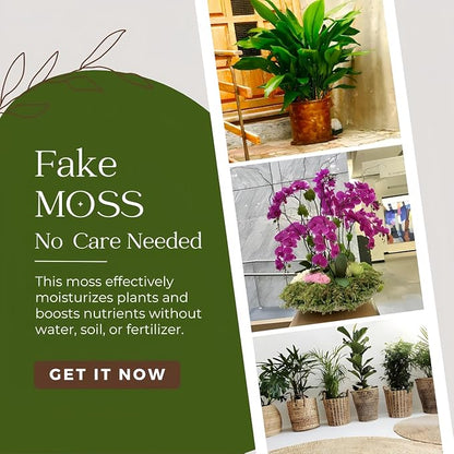 BYHER 35 OZ Large Capacity Fake Moss for Plants Indoor, Fresh Green Moss for Potted Plants Craft Moss for Home & Office Decor Fairy Garden Decoration (Fresh Green - 992gr)